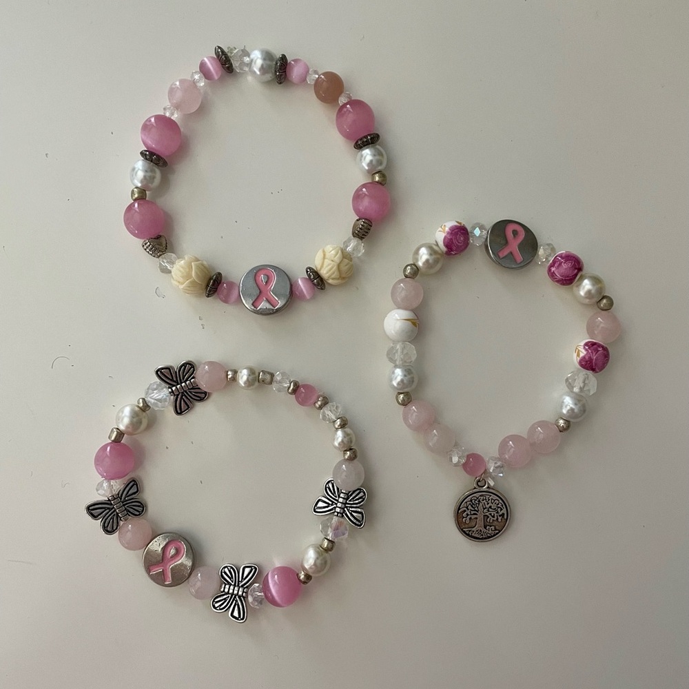 Breast Cancer Beaded Bracelets Set